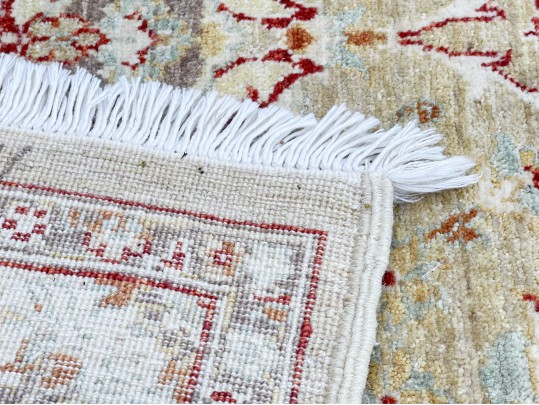 Wool Runner In Beige With Reds And Greens 