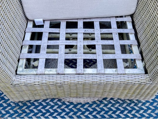 Pair Of Summer Classics Woven Swivel Chairs With Coordinating Side Table