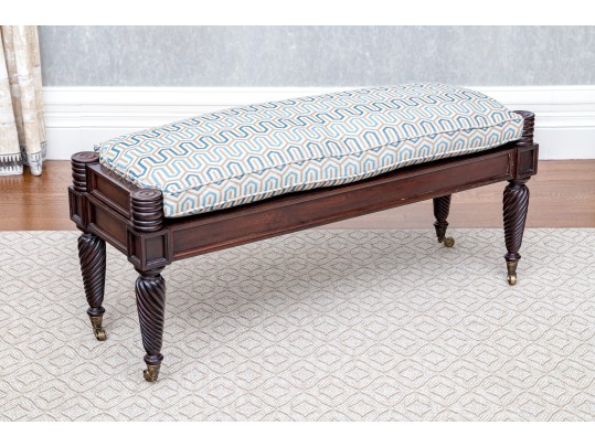 Gorgeous Sabrina Turned Leg Bench With Brass Casters