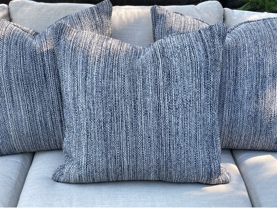 Set Of 3 Mingled Navy Indoor/Outdoor Pillows