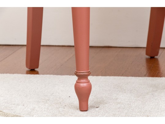 Dusty Pink Cane Armchairs With Cushions