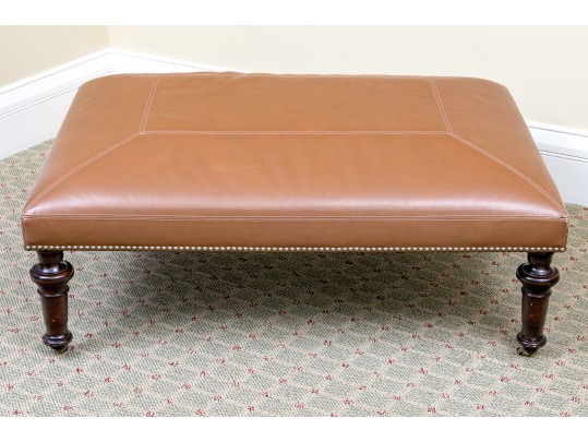 Edward Ferrell Leather Ottoman On Casters