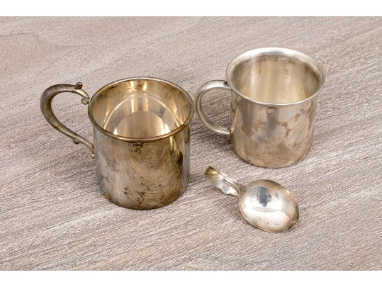 Sterling Silver Baby Cups & Spoon 4.65 T. Ounces