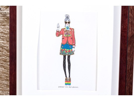 Trio Of Fashion Drawings, Mixed Media