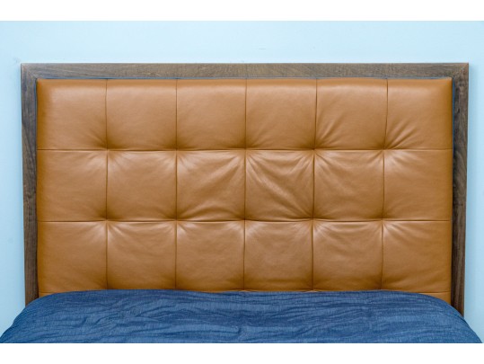 Custom Faux Leather & Wood Full Headboard