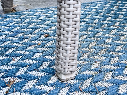 Pair Of Summer Classics Woven Swivel Chairs With Coordinating Side Table