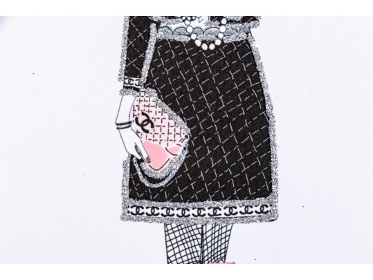 Trio Of Fashion Drawings, Mixed Media