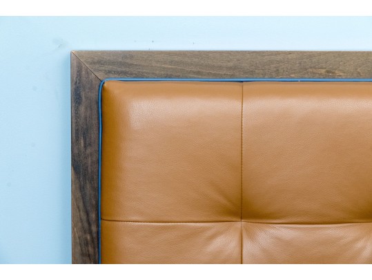 Custom Faux Leather & Wood Full Headboard
