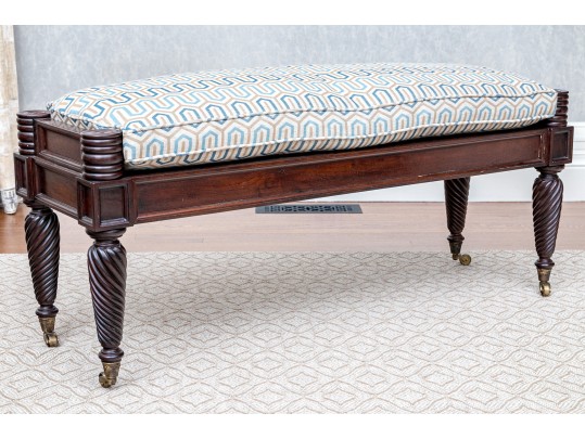 Gorgeous Sabrina Turned Leg Bench With Brass Casters