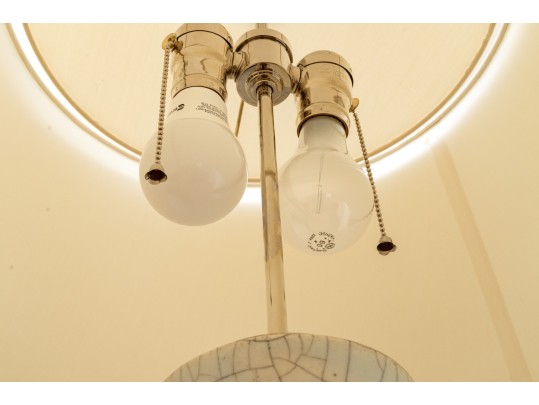 Palmer Hargrave Chalee Table Lamp - Crackle Ceramic And Silvered Metallic Finish