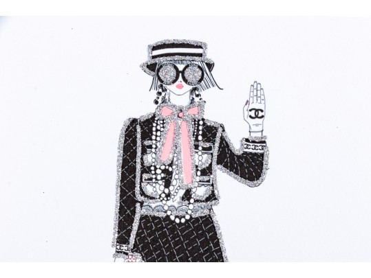 Trio Of Fashion Drawings, Mixed Media