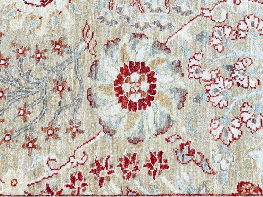 Wool Runner In Beige With Reds And Greens 