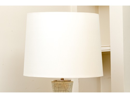 Palmer Hargrave Chalee Table Lamp - Crackle Ceramic And Silvered Metallic Finish