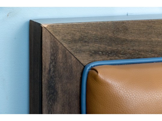 Custom Faux Leather & Wood Full Headboard