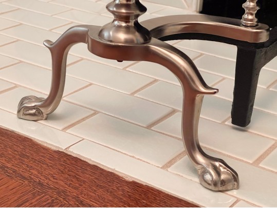 Nickel Finish Claw Footed Andirons