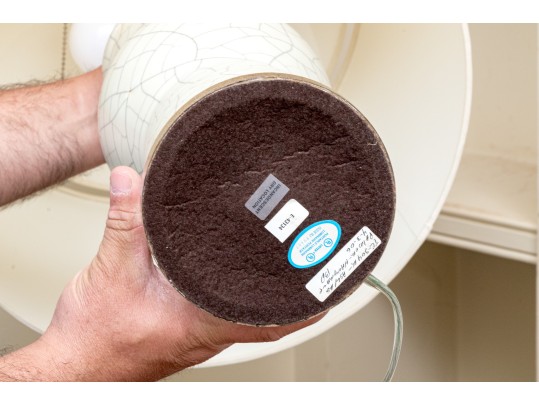 Palmer Hargrave Chalee Table Lamp - Crackle Ceramic And Silvered Metallic Finish