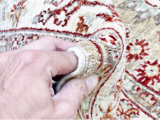 Wool Runner In Beige With Reds And Greens 