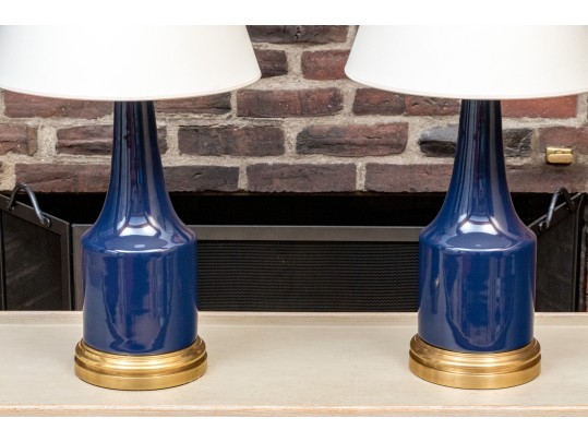 Pair Of Visual Comfort Midnight Blue Porcelain Table Lamps