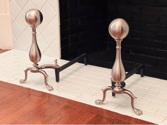 Nickel Finish Claw Footed Andirons