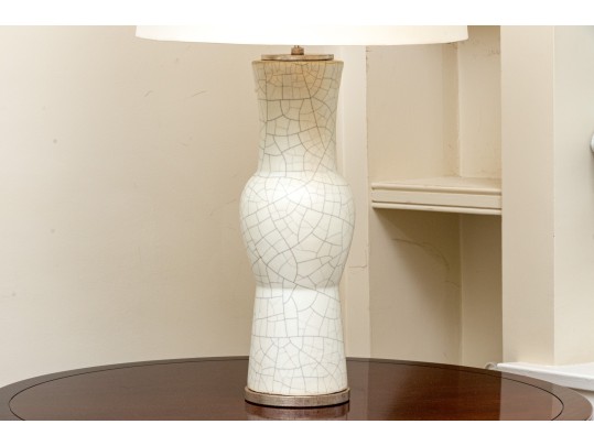 Palmer Hargrave Chalee Table Lamp - Crackle Ceramic And Silvered Metallic Finish