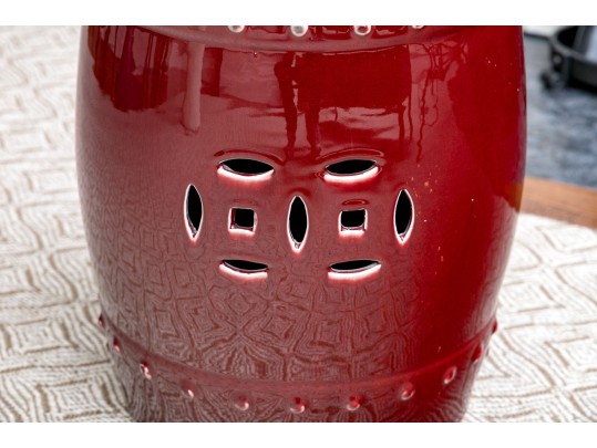 Ceramic Garden Stool In Oxblood 
