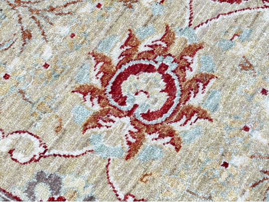 Wool Runner In Beige With Reds And Greens 