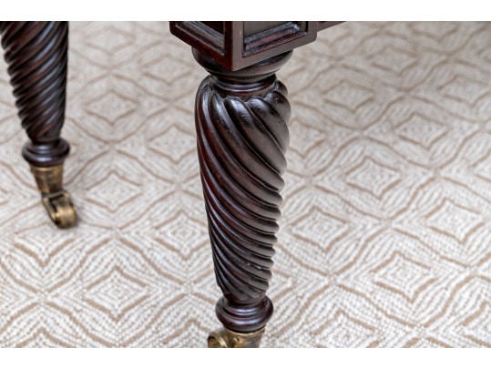 Gorgeous Sabrina Turned Leg Bench With Brass Casters