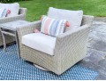 Pair Of Summer Classics Woven Swivel Chairs With Coordinating Side Table