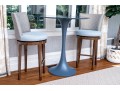 Hightop Tulip Based Bistro Table With Pair Of Custom Upholstered Swivel Stools