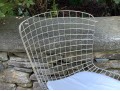 Bertoia Style Wire Chair With Faux Leather Cushion