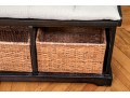 Solid Wood Bench With Open Storage And Baskets