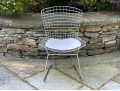 Bertoia Style Wire Chair With Faux Leather Cushion