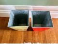 Galvanized And Decoupaged Vintage Sports Wastebaskets