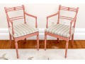 Dusty Pink Cane Armchairs With Cushions