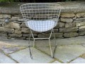 Bertoia Style Wire Chair With Faux Leather Cushion