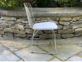 Bertoia Style Wire Chair With Faux Leather Cushion