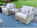 Pair Of Summer Classics Woven Swivel Chairs With Coordinating Side Table