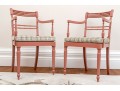 Dusty Pink Cane Armchairs With Cushions