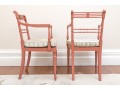 Dusty Pink Cane Armchairs With Cushions