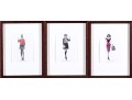 Trio Of Fashion Drawings, Mixed Media