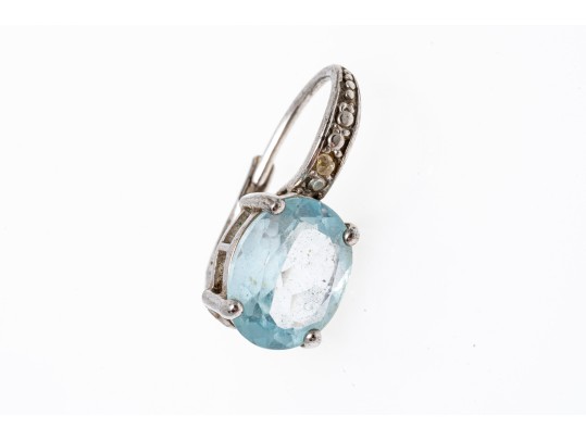 Sterling Silver Lovely Graduated Pale Blue Topaz Bangle Bracelet And Compatible Earrings