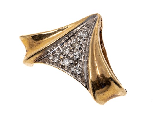 Contemporary 14K Pave Set Diamond Pendant