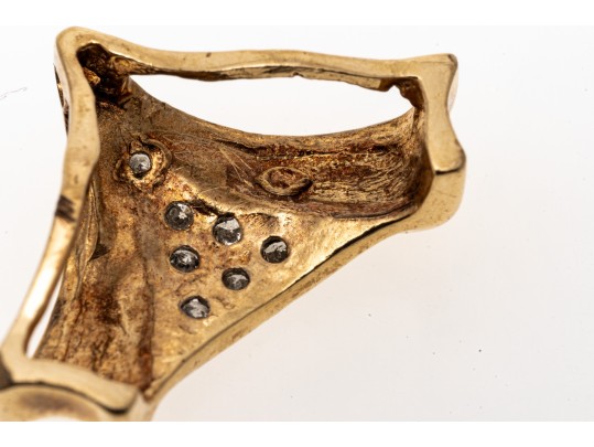 Contemporary 14K Pave Set Diamond Pendant