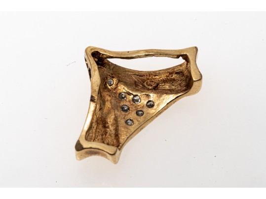 Contemporary 14K Pave Set Diamond Pendant