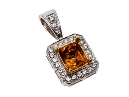 Modern 14K White Gold Diamond Halo Semi-Mount Pendant