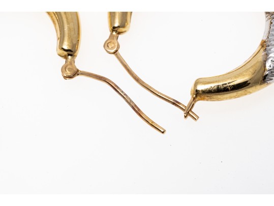 Contrastoing 14K White And Yellow Gold Hoop Earrings