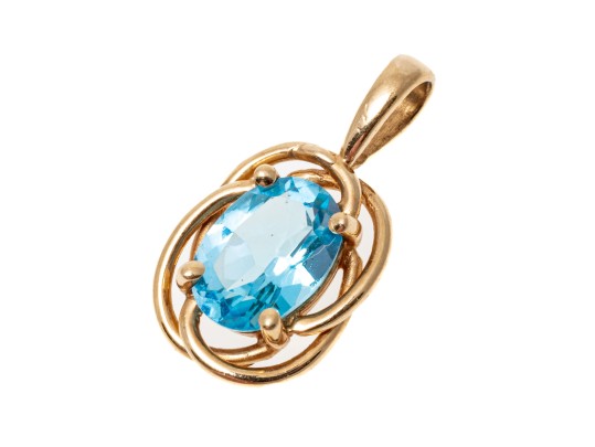 Simple 14K Light Blue Topaz Pendant