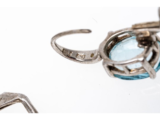 Sterling Silver Lovely Graduated Pale Blue Topaz Bangle Bracelet And Compatible Earrings
