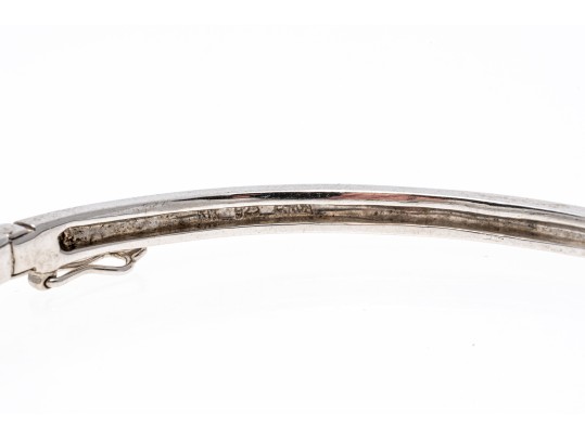 Sterling Silver Lovely Graduated Pale Blue Topaz Bangle Bracelet And Compatible Earrings