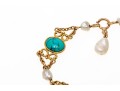 14k Yellow Gold Pretty Cabachon Howlite And Culture Freshwater Pearl Bracelet